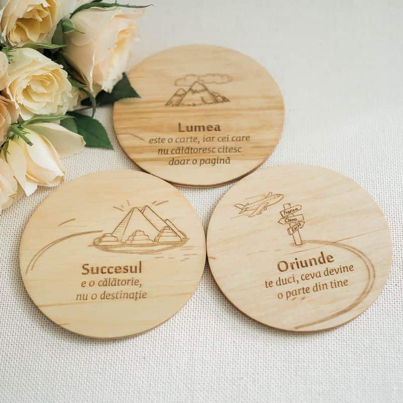 Dor de ducă - set trei coastere / suport de pahare, pentru călători