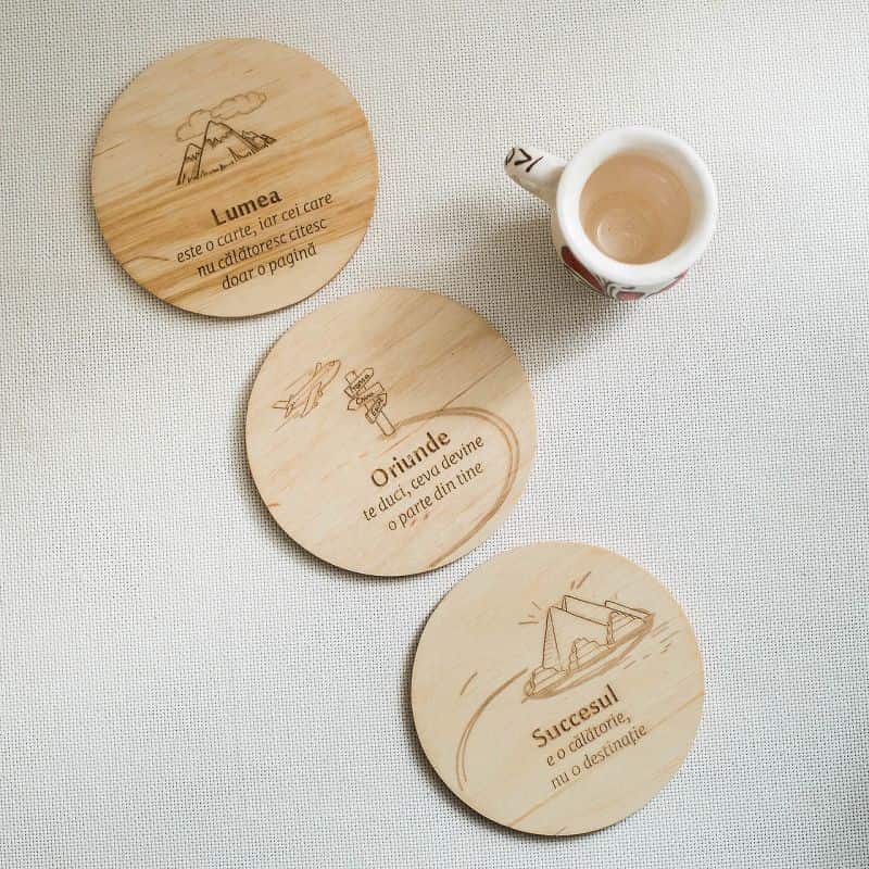 Dor de ducă - set trei coastere / suport de pahare, pentru călători
