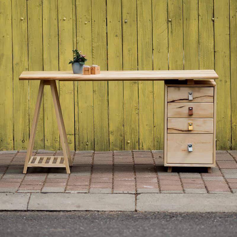 Biroul vesel - lemn de paltin și piele naturală