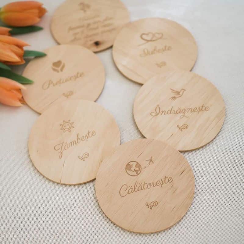 Bucurii de suflet - set coastere / suport de pahare, cu îndemnuri