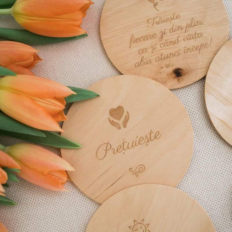 Bucurii de suflet - set coastere / suport de pahare, cu îndemnuri