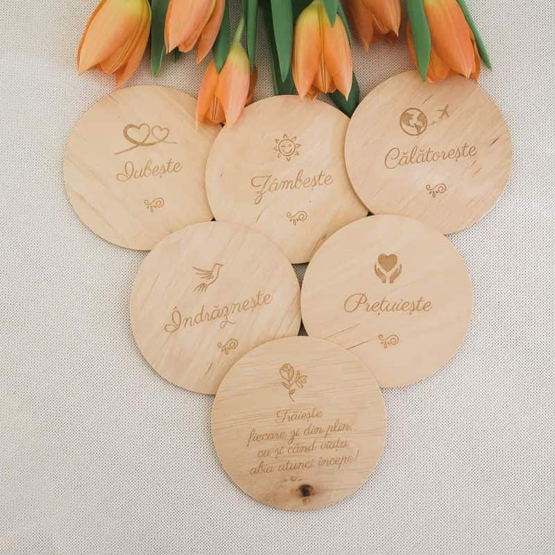 Bucurii de suflet - set coastere / suport de pahare, cu îndemnuri